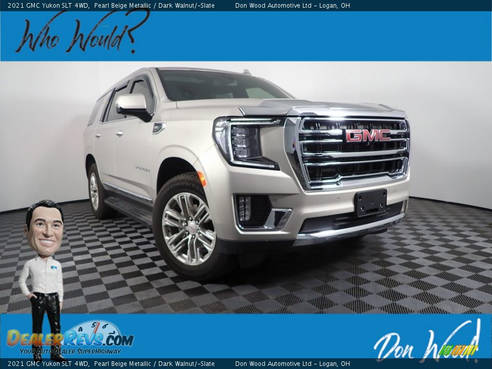 2021 GMC Yukon SLT 4WD Pearl Beige Metallic / Dark Walnut/­Slate Photo #1