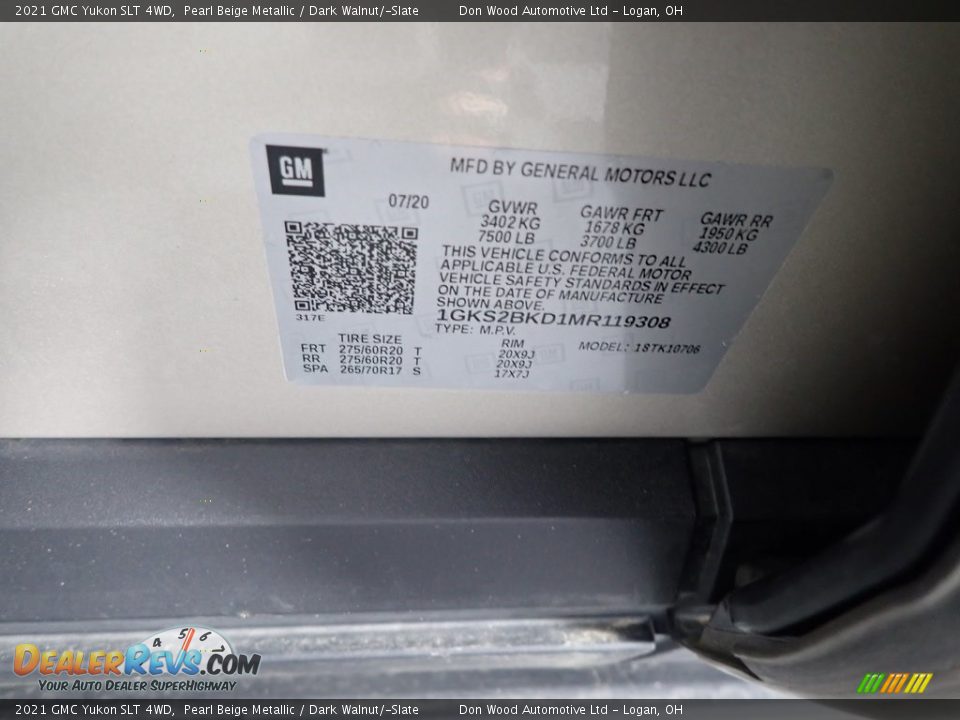 2021 GMC Yukon SLT 4WD Pearl Beige Metallic / Dark Walnut/­Slate Photo #36