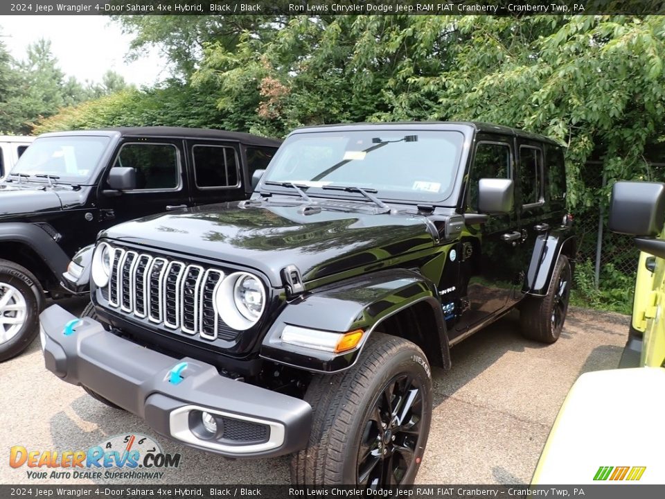 Black 2024 Jeep Wrangler 4-Door Sahara 4xe Hybrid Photo #4