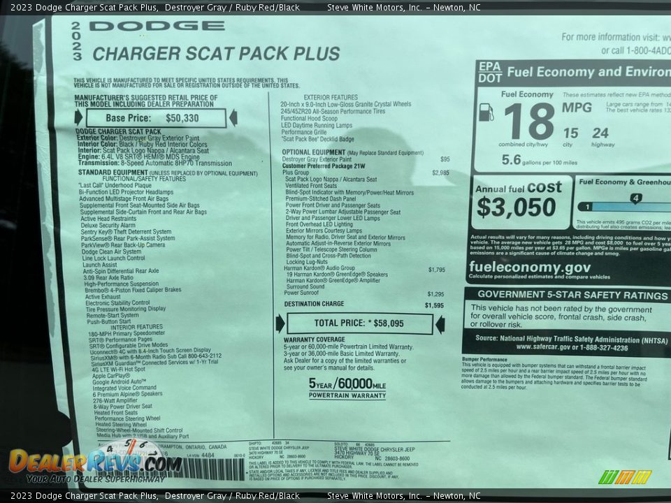 2023 Dodge Charger Scat Pack Plus Window Sticker Photo #16