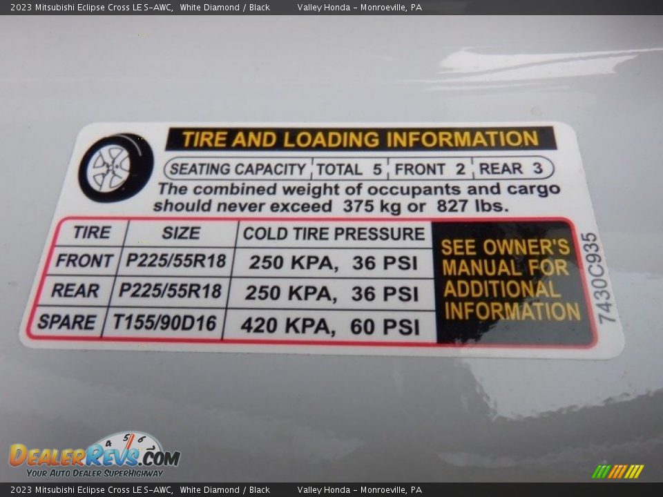 Info Tag of 2023 Mitsubishi Eclipse Cross LE S-AWC Photo #26