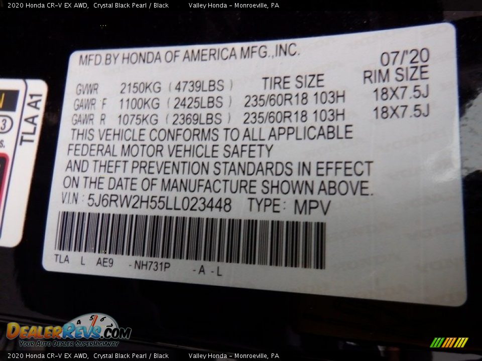 2020 Honda CR-V EX AWD Crystal Black Pearl / Black Photo #32