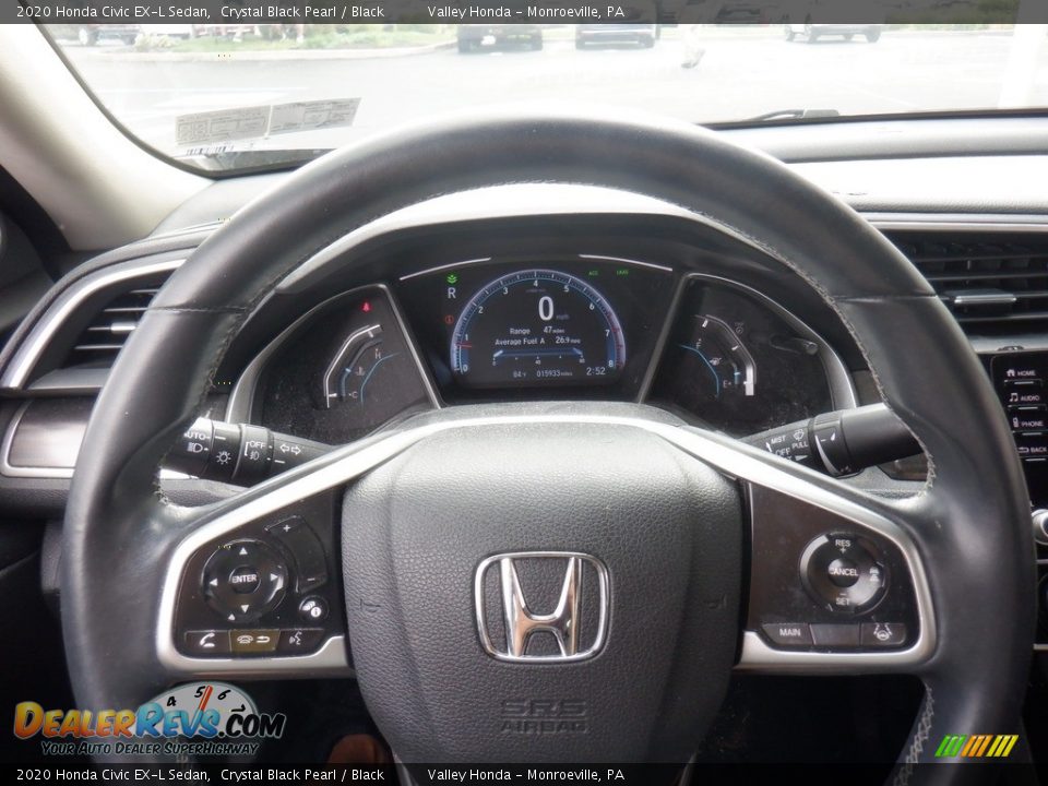 2020 Honda Civic EX-L Sedan Crystal Black Pearl / Black Photo #23