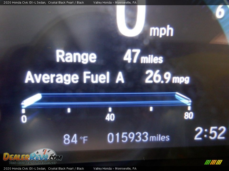 2020 Honda Civic EX-L Sedan Crystal Black Pearl / Black Photo #31