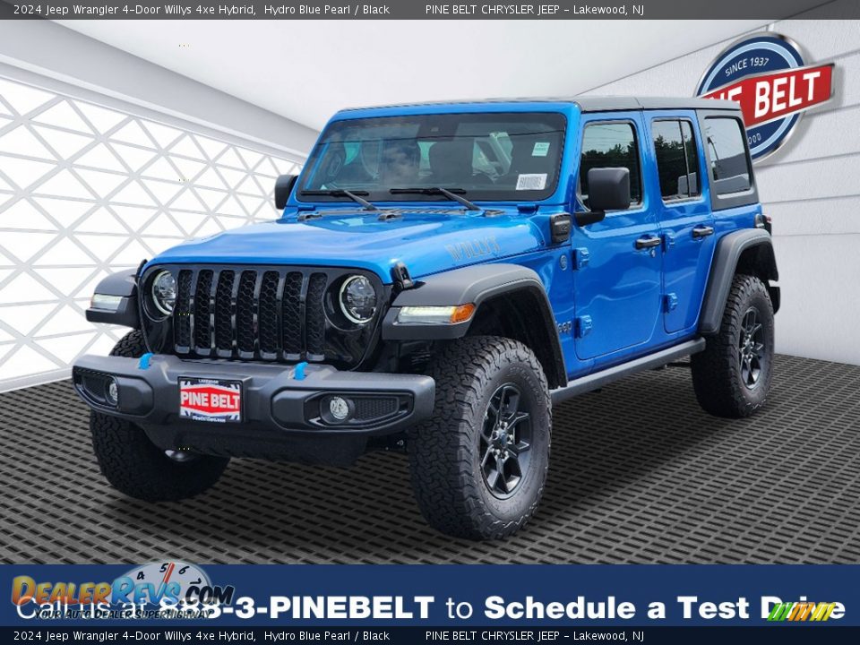 2024 Jeep Wrangler 4-Door Willys 4xe Hybrid Hydro Blue Pearl / Black Photo #1