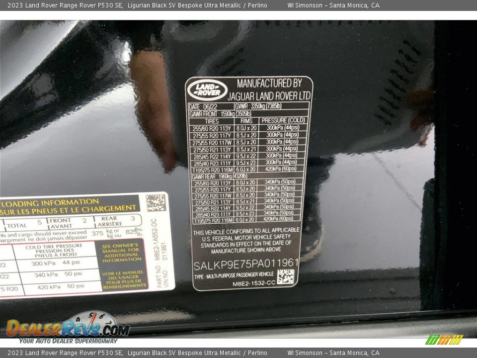 2023 Land Rover Range Rover P530 SE Ligurian Black SV Bespoke Ultra Metallic / Perlino Photo #33