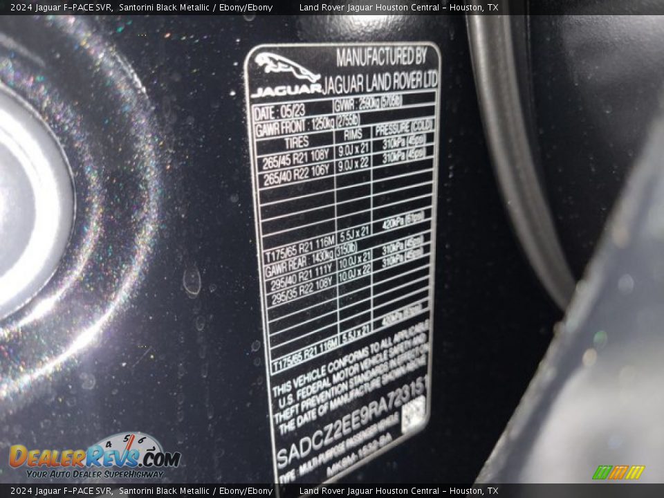 Info Tag of 2024 Jaguar F-PACE SVR Photo #26