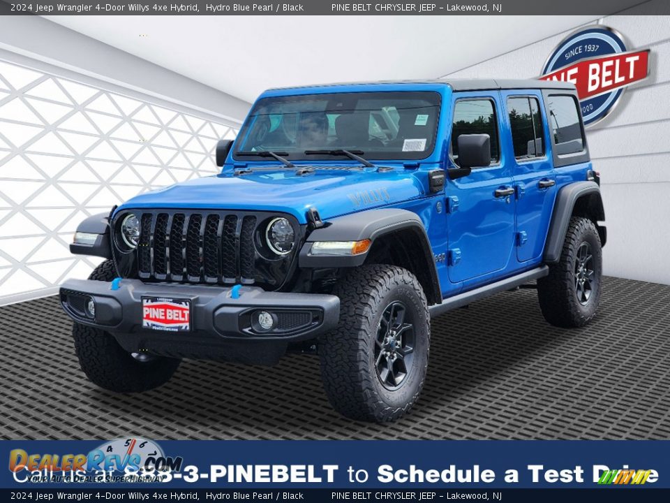 2024 Jeep Wrangler 4-Door Willys 4xe Hybrid Hydro Blue Pearl / Black Photo #1