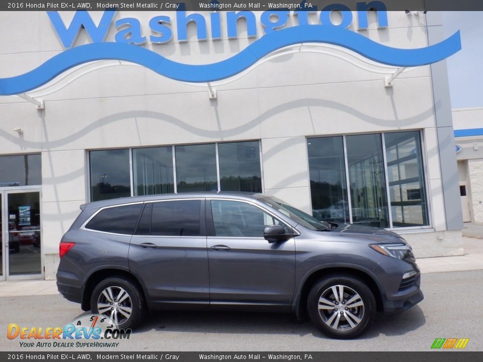 2016 Honda Pilot EX-L AWD Modern Steel Metallic / Gray Photo #2