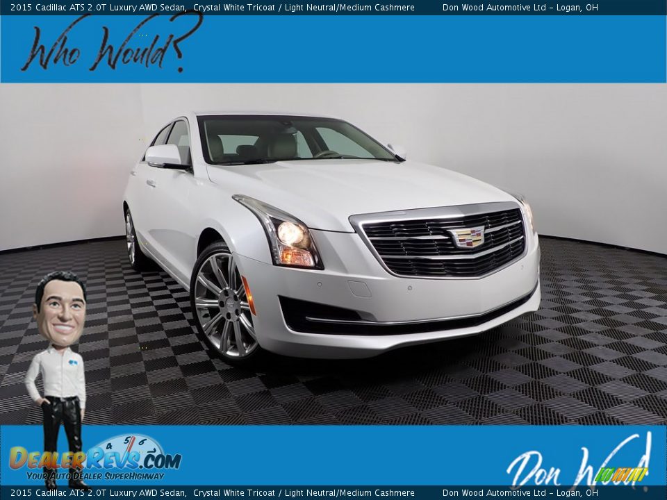 2015 Cadillac ATS 2.0T Luxury AWD Sedan Crystal White Tricoat / Light Neutral/Medium Cashmere Photo #1