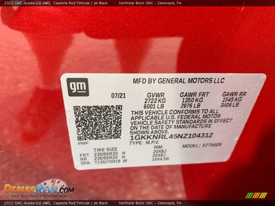 2022 GMC Acadia SLE AWD Cayenne Red Tintcoat / Jet Black Photo #32