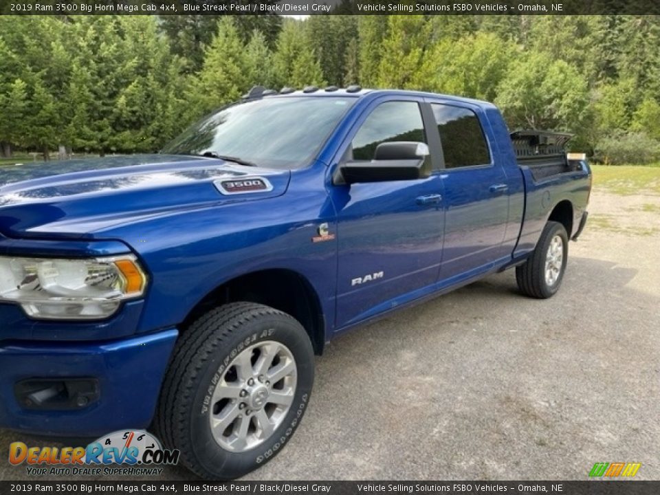 2019 Ram 3500 Big Horn Mega Cab 4x4 Blue Streak Pearl / Black/Diesel Gray Photo #24