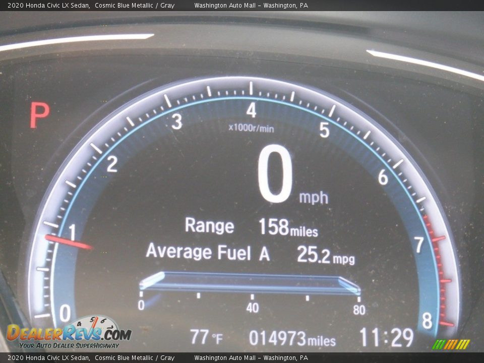 2020 Honda Civic LX Sedan Cosmic Blue Metallic / Gray Photo #26