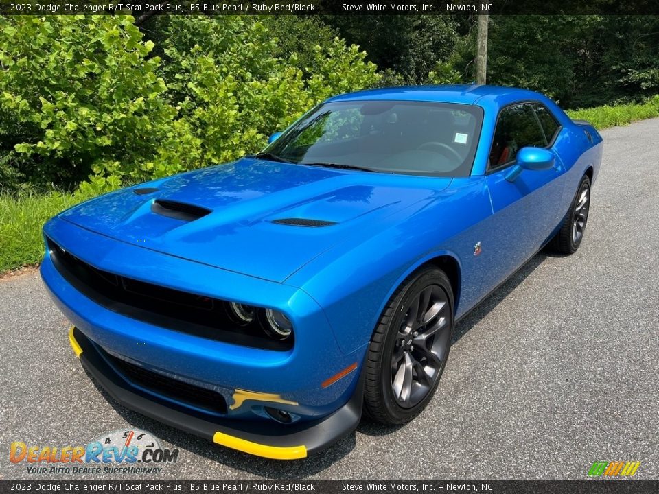 2023 Dodge Challenger R/T Scat Pack Plus B5 Blue Pearl / Ruby Red/Black Photo #2