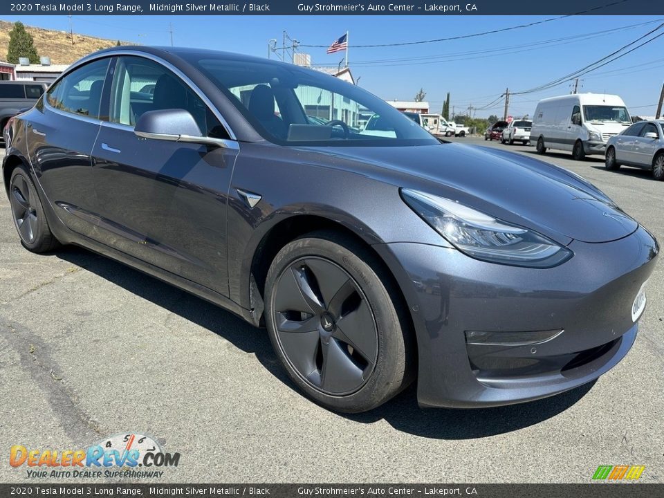 2020 Tesla Model 3 Long Range Midnight Silver Metallic / Black Photo #1