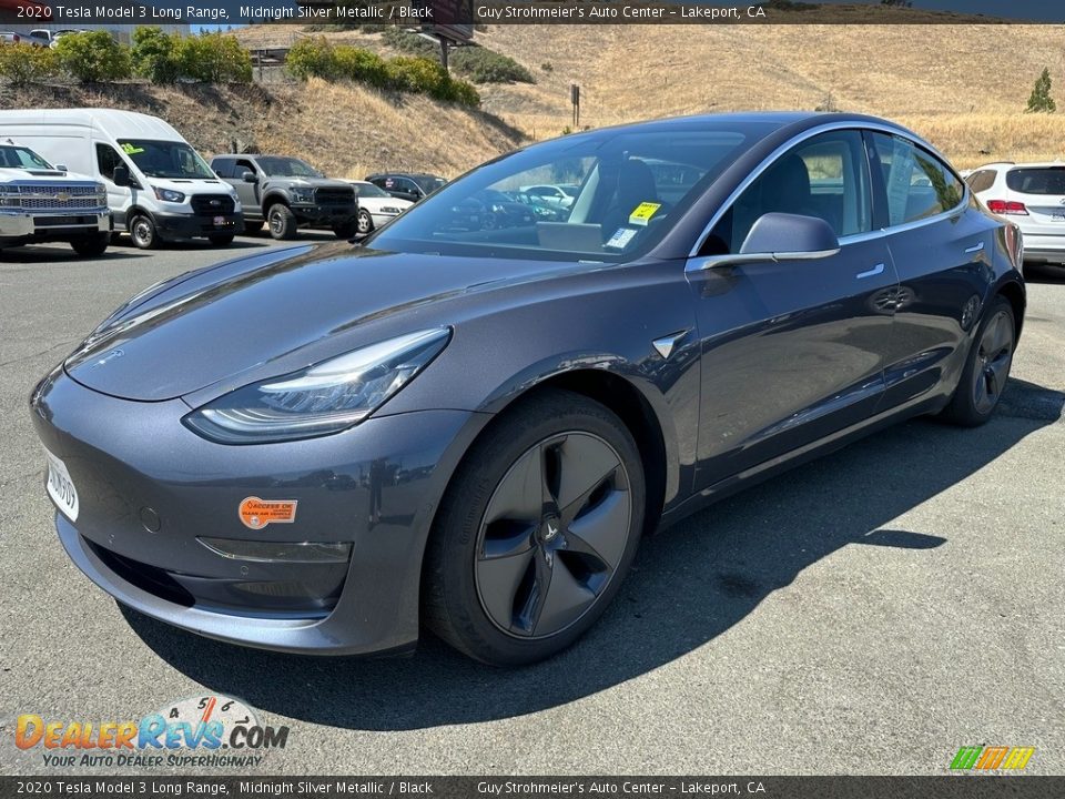2020 Tesla Model 3 Long Range Midnight Silver Metallic / Black Photo #3