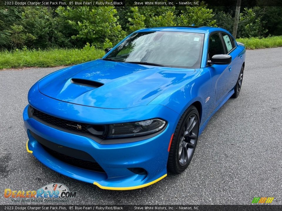 2023 Dodge Charger Scat Pack Plus B5 Blue Pearl / Ruby Red/Black Photo #2