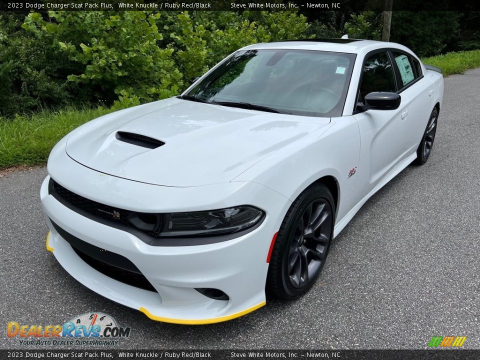 2023 Dodge Charger Scat Pack Plus White Knuckle / Ruby Red/Black Photo #2