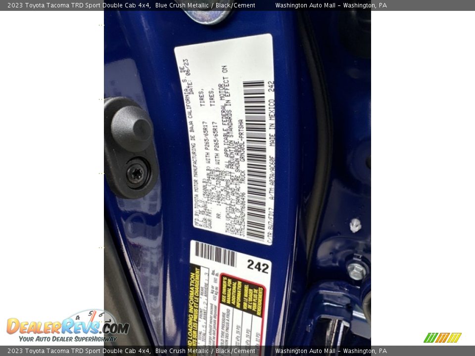 2023 Toyota Tacoma TRD Sport Double Cab 4x4 Blue Crush Metallic / Black/Cement Photo #22