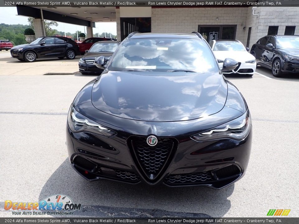 2024 Alfa Romeo Stelvio Sprint AWD Vulcano Black Metallic / Red/Black Photo #8