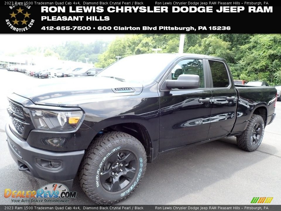 2023 Ram 1500 Tradesman Quad Cab 4x4 Diamond Black Crystal Pearl / Black Photo #1