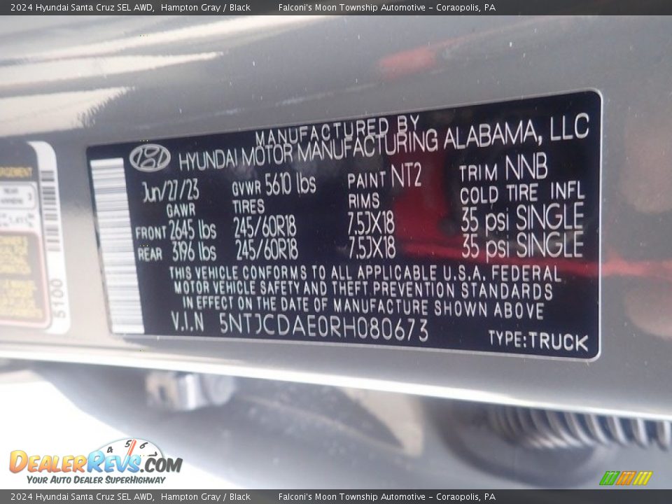 2024 Hyundai Santa Cruz SEL AWD Hampton Gray / Black Photo #18