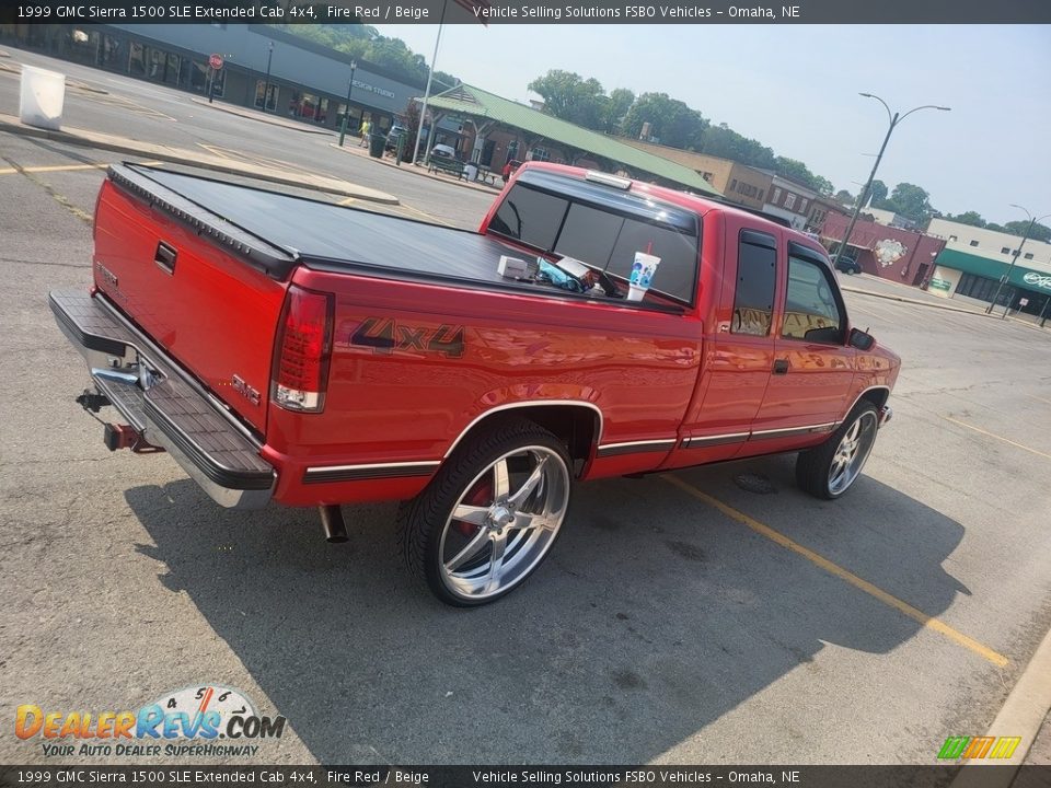 1999 GMC Sierra 1500 SLE Extended Cab 4x4 Fire Red / Beige Photo #11