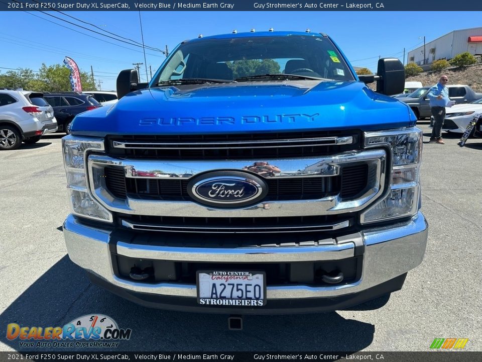 2021 Ford F250 Super Duty XL SuperCab Velocity Blue / Medium Earth Gray Photo #2