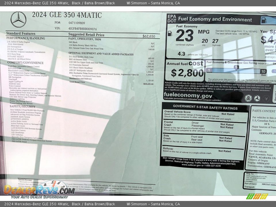 2024 Mercedes-Benz GLE 350 4Matic Window Sticker Photo #13