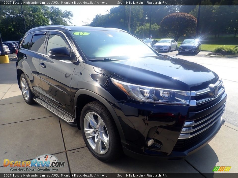 2017 Toyota Highlander Limited AWD Midnight Black Metallic / Almond Photo #8