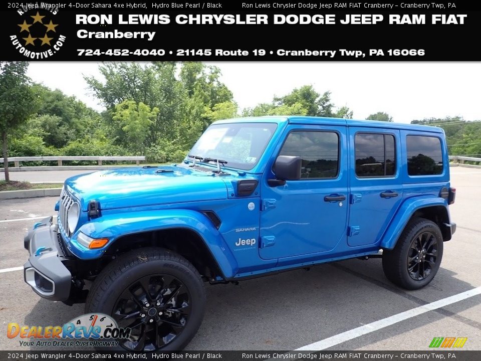 2024 Jeep Wrangler 4-Door Sahara 4xe Hybrid Hydro Blue Pearl / Black Photo #1