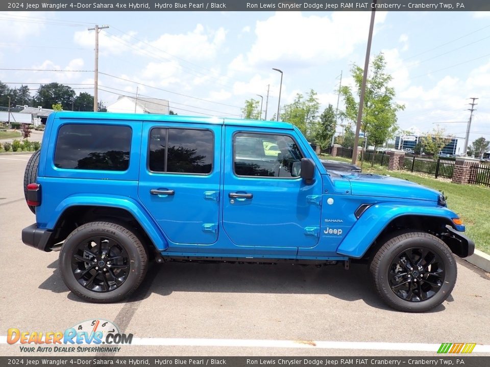 2024 Jeep Wrangler 4-Door Sahara 4xe Hybrid Hydro Blue Pearl / Black Photo #6