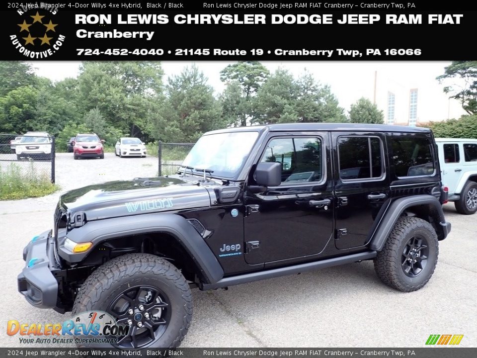 2024 Jeep Wrangler 4-Door Willys 4xe Hybrid Black / Black Photo #1