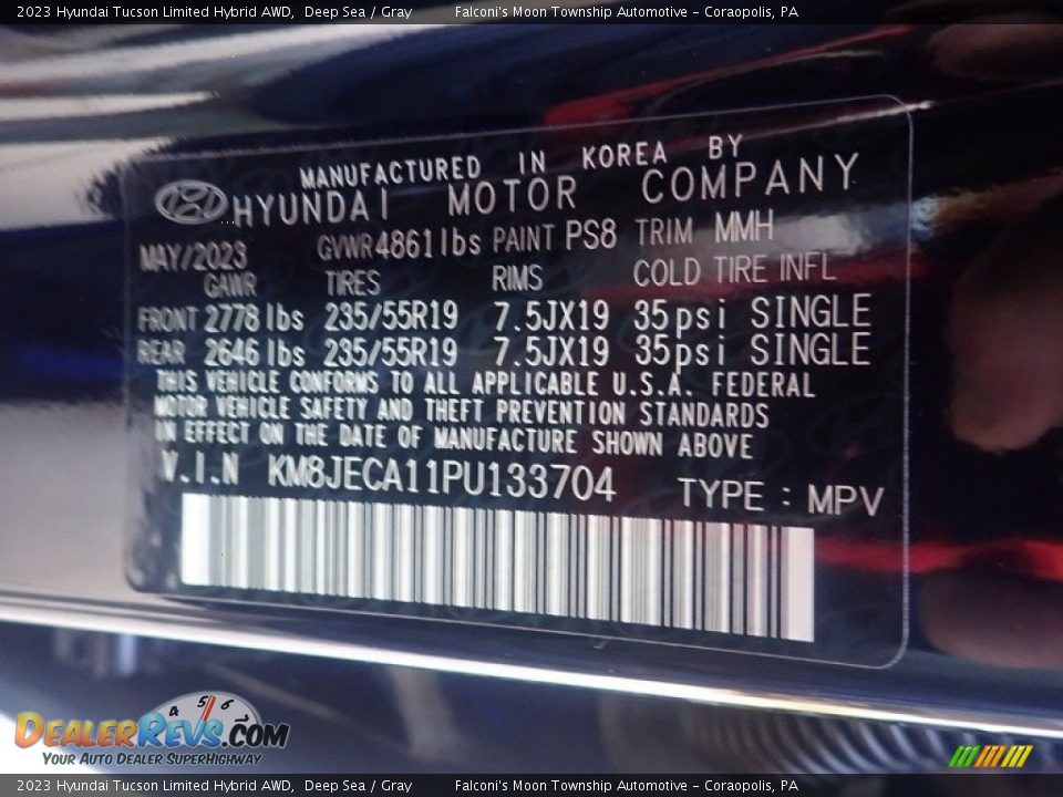 2023 Hyundai Tucson Limited Hybrid AWD Deep Sea / Gray Photo #18