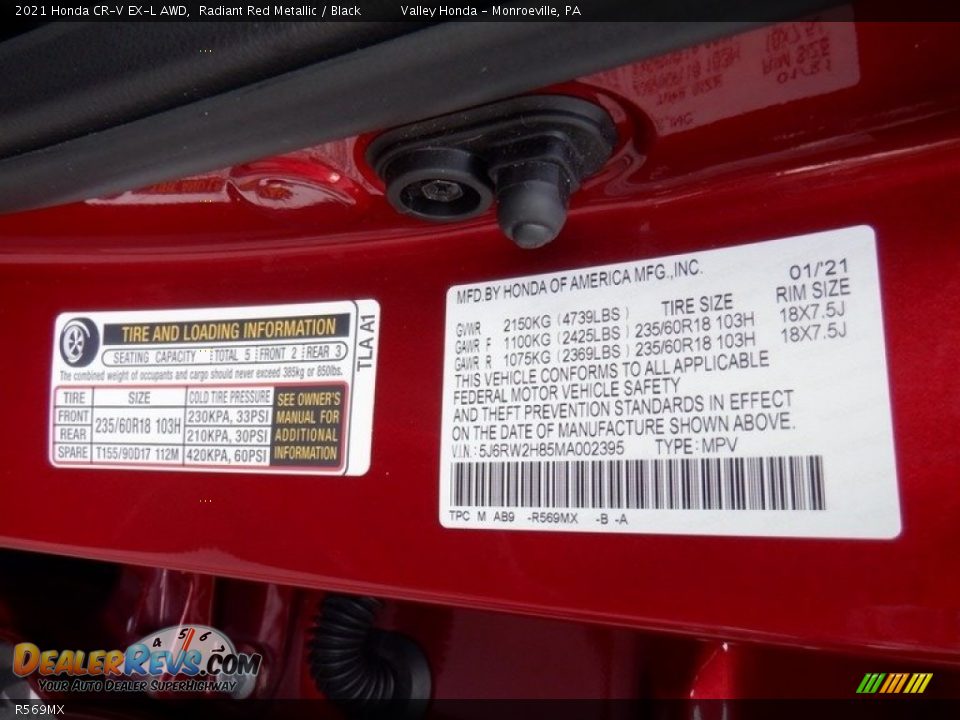 Honda Color Code R569MX Radiant Red Metallic