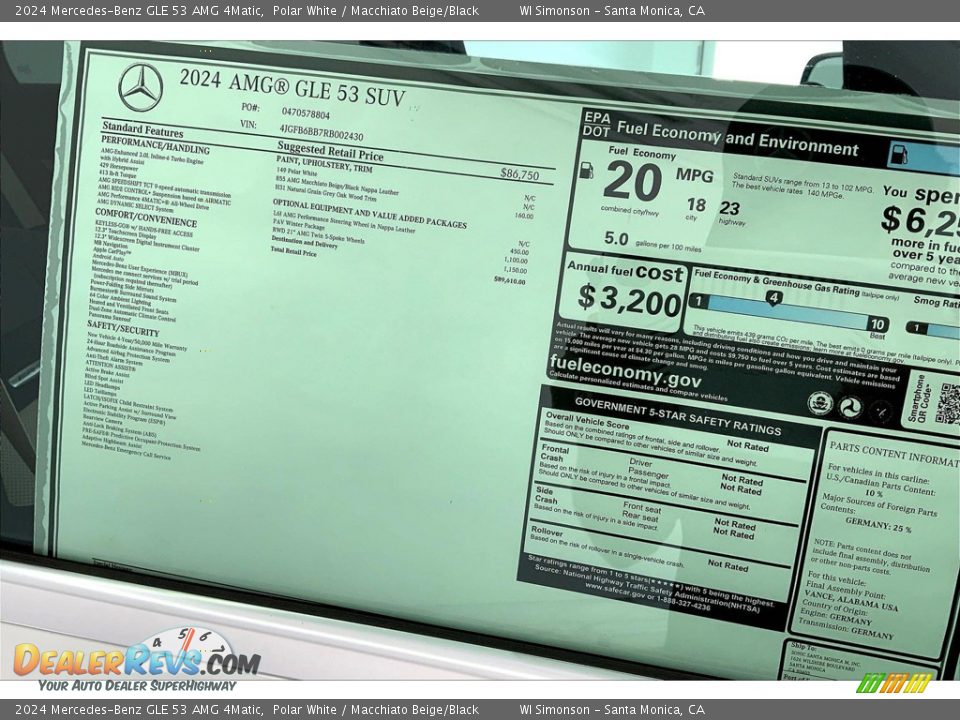 2024 Mercedes-Benz GLE 53 AMG 4Matic Window Sticker Photo #13