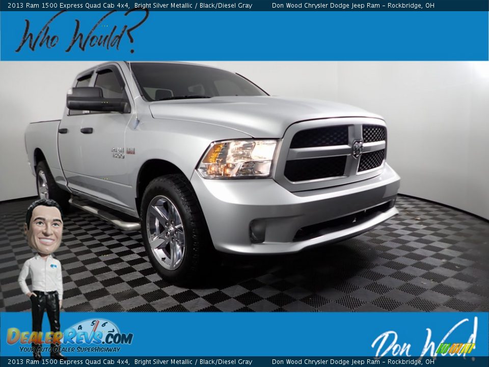 2013 Ram 1500 Express Quad Cab 4x4 Bright Silver Metallic / Black/Diesel Gray Photo #1