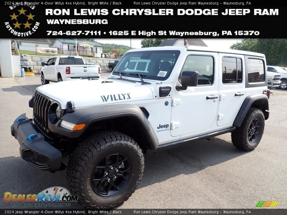 2024 Jeep Wrangler 4-Door Willys 4xe Hybrid Bright White / Black Photo #1