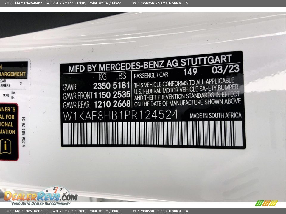 2023 Mercedes-Benz C 43 AMG 4Matic Sedan Polar White / Black Photo #11