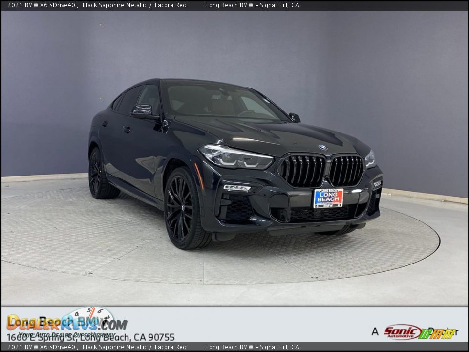2021 BMW X6 sDrive40i Black Sapphire Metallic / Tacora Red Photo #1
