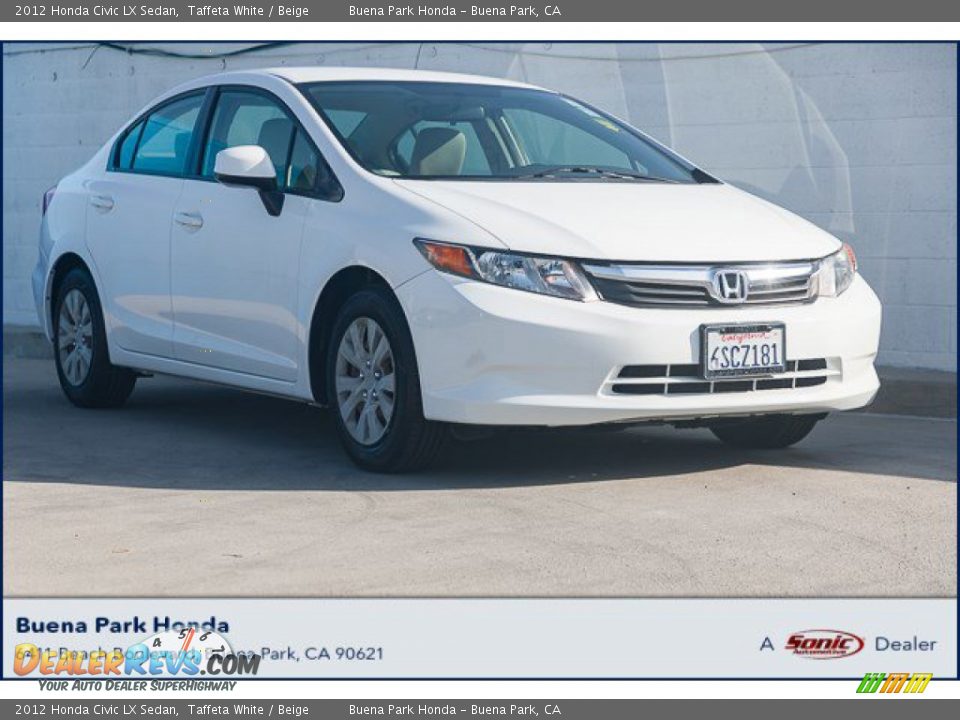 2012 Honda Civic LX Sedan Taffeta White / Beige Photo #1