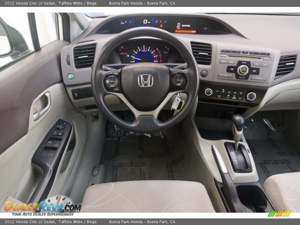 2012 Honda Civic LX Sedan Taffeta White / Beige Photo #5