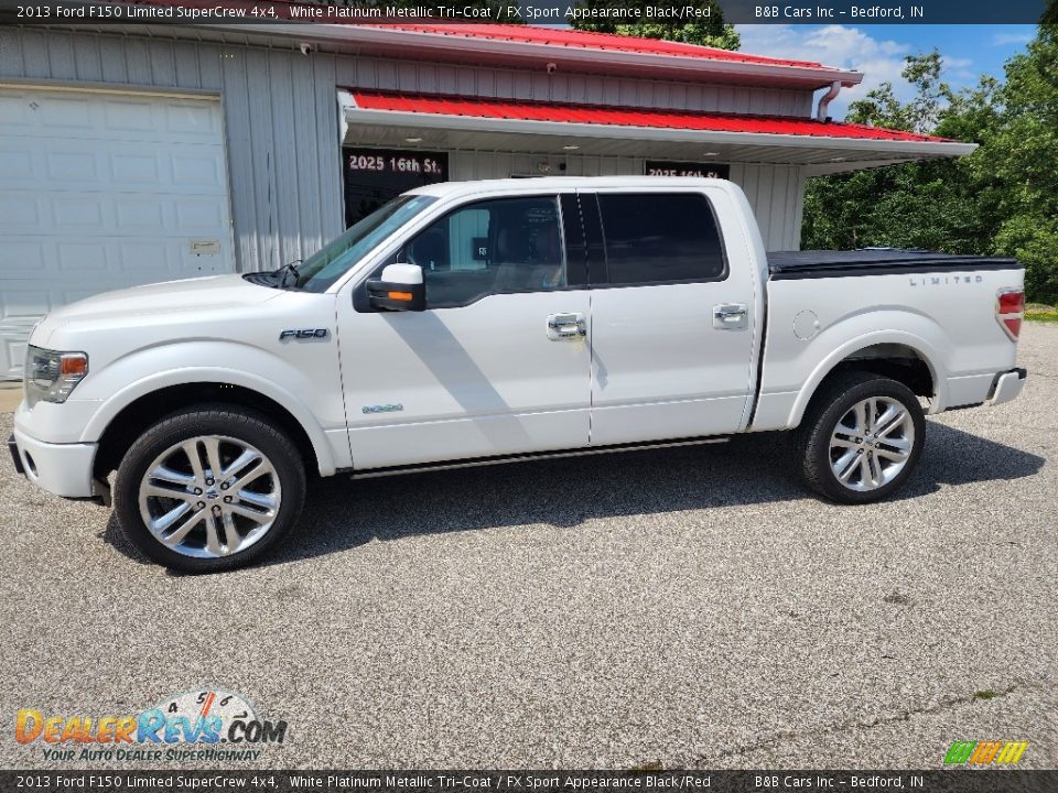 2013 Ford F150 Limited SuperCrew 4x4 White Platinum Metallic Tri-Coat / FX Sport Appearance Black/Red Photo #1