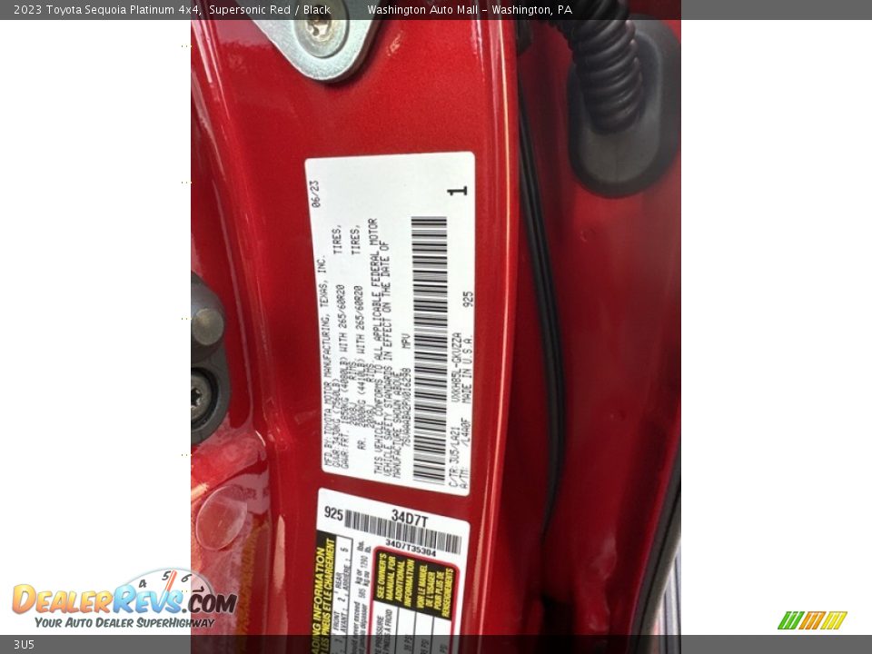 Toyota Color Code 3U5 Supersonic Red