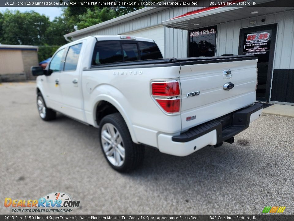 2013 Ford F150 Limited SuperCrew 4x4 White Platinum Metallic Tri-Coat / FX Sport Appearance Black/Red Photo #3