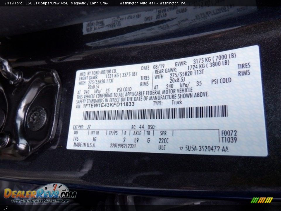 Ford Color Code J7 Magnetic