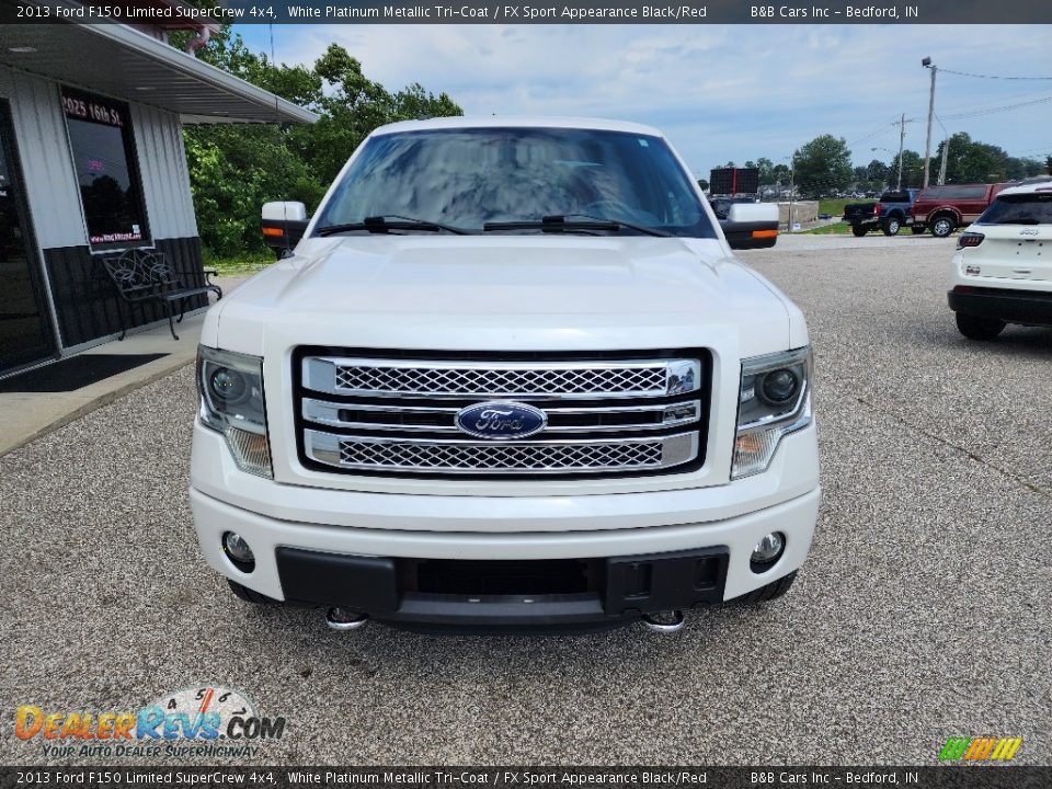 2013 Ford F150 Limited SuperCrew 4x4 White Platinum Metallic Tri-Coat / FX Sport Appearance Black/Red Photo #8