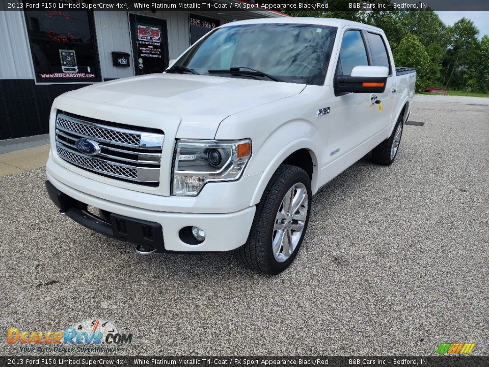 2013 Ford F150 Limited SuperCrew 4x4 White Platinum Metallic Tri-Coat / FX Sport Appearance Black/Red Photo #9