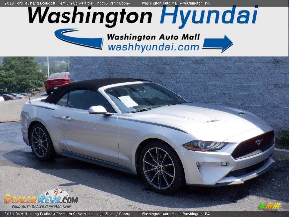 2019 Ford Mustang EcoBoost Premium Convertible Ingot Silver / Ebony Photo #2