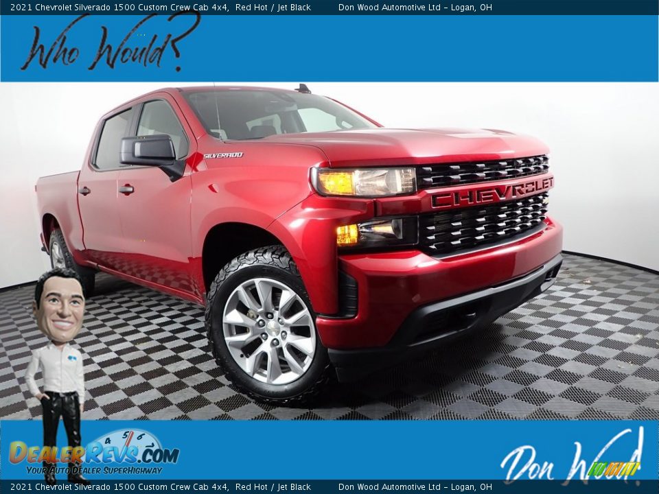 2021 Chevrolet Silverado 1500 Custom Crew Cab 4x4 Red Hot / Jet Black Photo #1